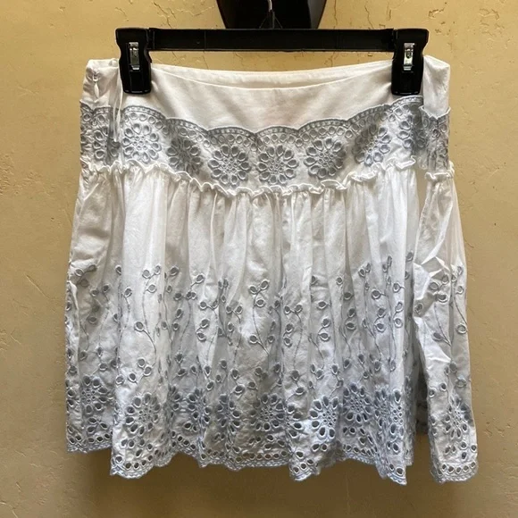 Sz 38/4 NEW See by Chloe Anglaise Cotton Poplin Skirt w/Eyelet Embroidery - Picture 4 of 5